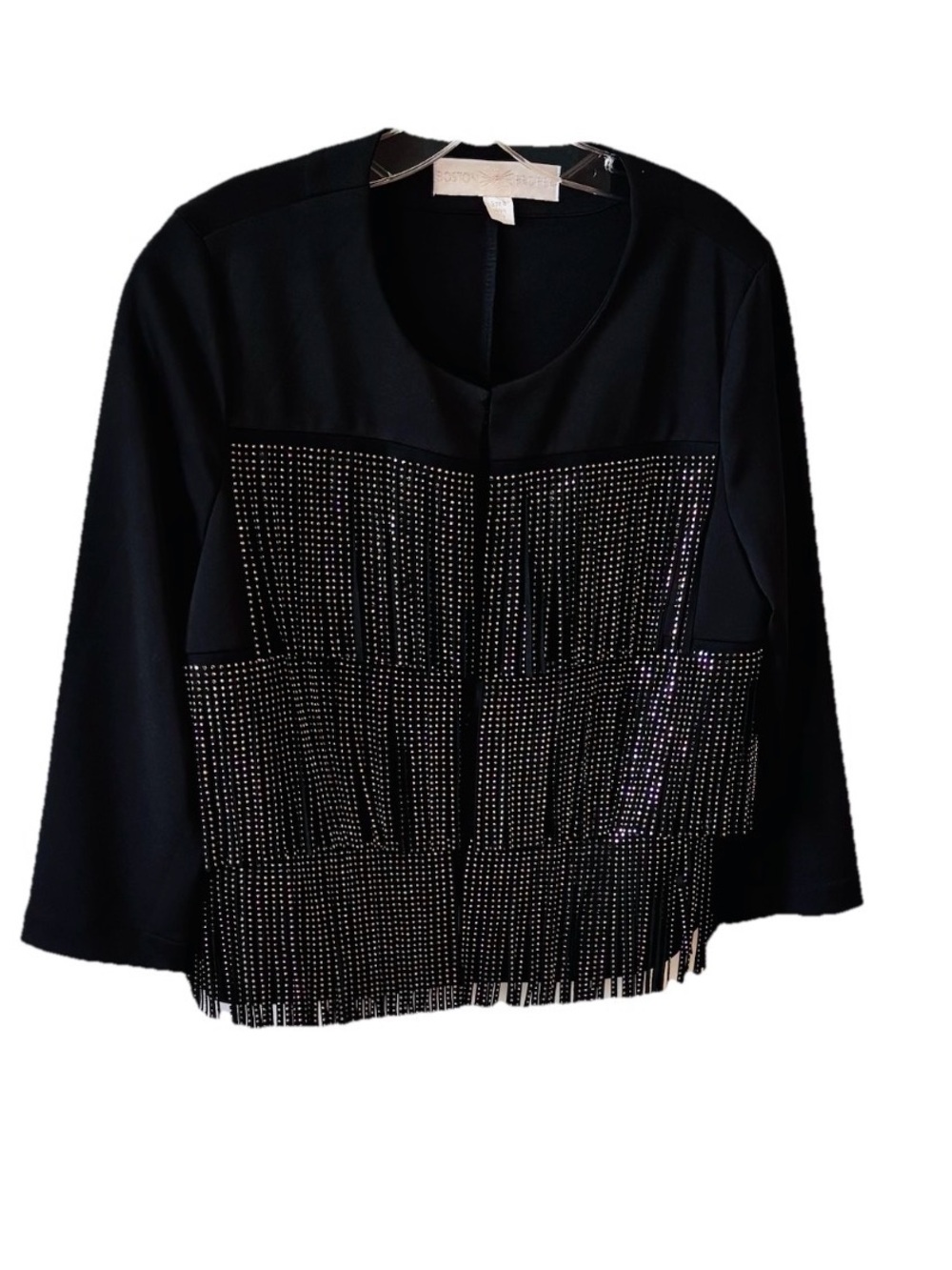 Boston Proper Crystal Fringed Blazer/ Jacket Black Size 8